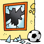 Fußball wurde durch Fenster geschossen